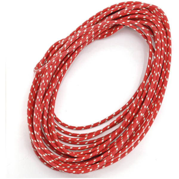 OLD STYLE ELECTRICAL WIRE AND LOOM Cotton Wire Red with White Tracer 25ft