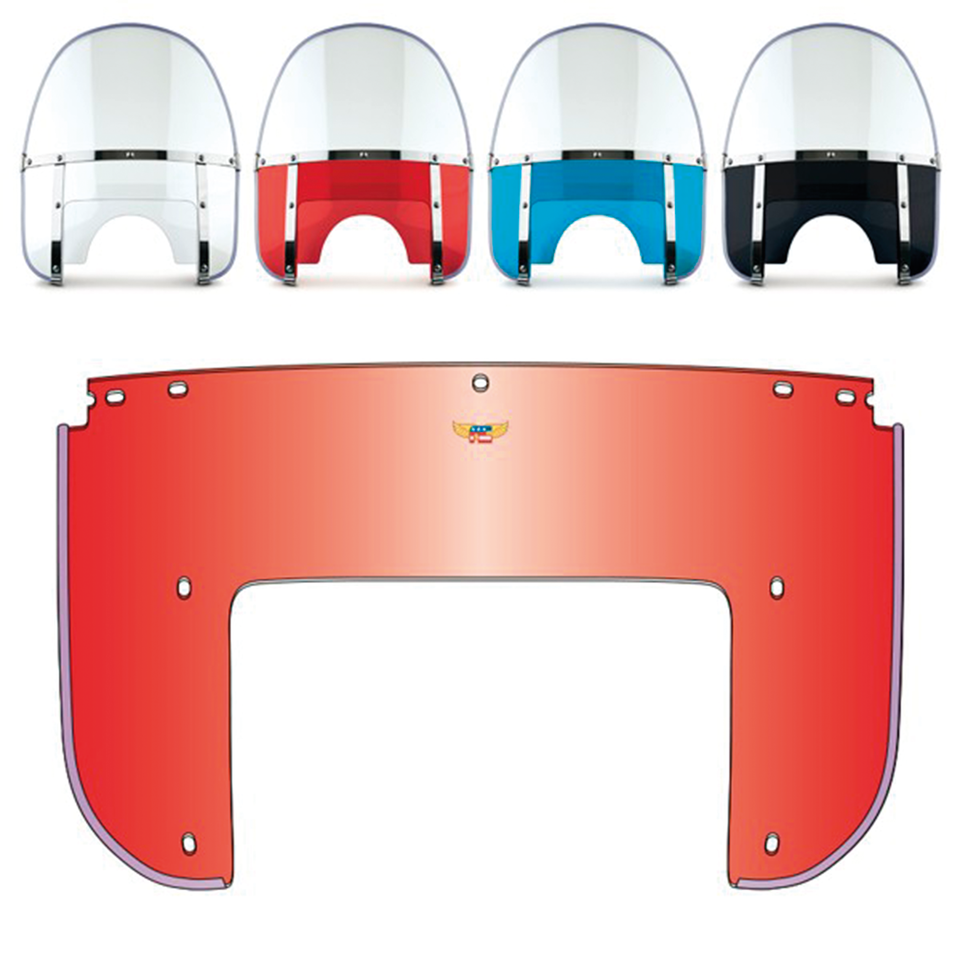 NATIONAL CYCLE BEADED HEAVY DUTY WINDSHIELD Beaded Heavy Duty bottom RED 5-bolt