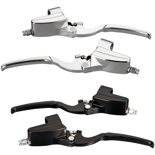 BILLET DESIGNER HANDLEBAR CONTROLS BY KUSTOM TECH Kustom tech brake m/c+cable clutch black