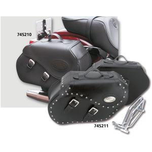 K-DRIVE/LONGRIDE "CLICK & LOCK" SADDLEBAG KITS K-Drive leather saddlebags w/st FXD91-17