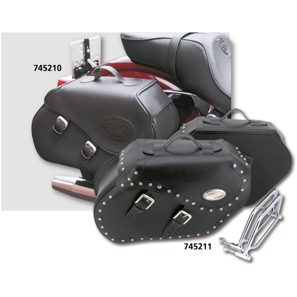 K-DRIVE/LONGRIDE "CLICK & LOCK" SADDLEBAG KITS K-Drive leather saddlebags w/st FXD91-17