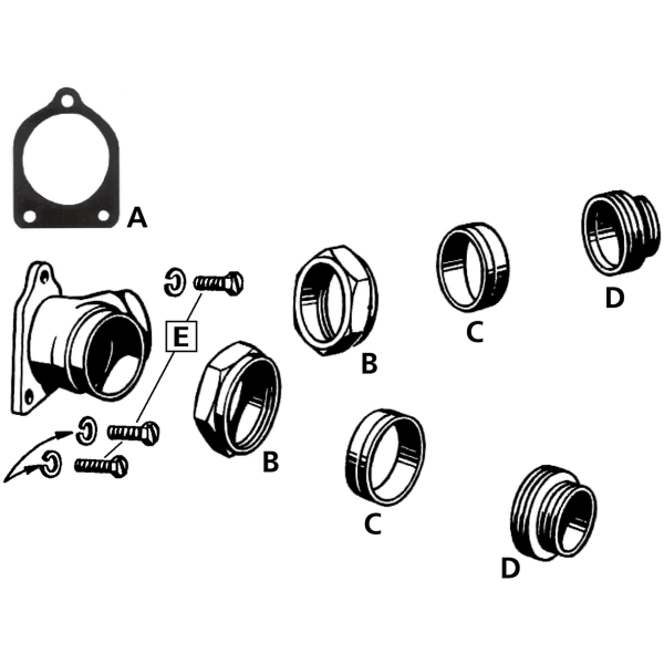 MANIFOLD PARTS FOR 45CI, EARLY OHV & SIDE VALVE MODELS bushing, inlet packing, WL