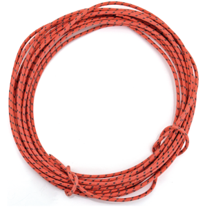 OLD STYLE ELECTRICAL WIRE AND LOOM red cotton wire w/black tracer 25ft