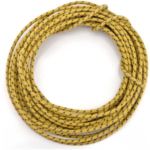 OLD STYLE ELECTRICAL WIRE AND LOOM Yellow cotton wire w/black tracer 25ft