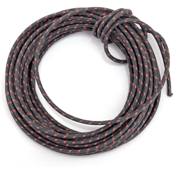 OLD STYLE ELECTRICAL WIRE AND LOOM cotton wire, black with red tracer, 25Ft