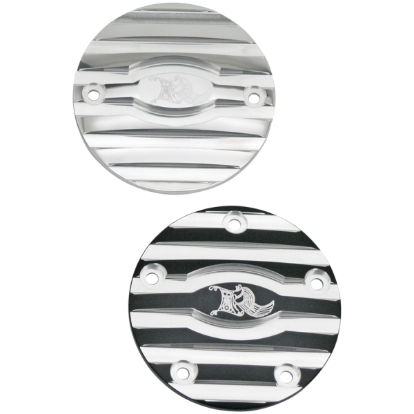 KEN'S FACTORY IGNITION COVERS Point cover 2hole Black/Machine cut Ribb