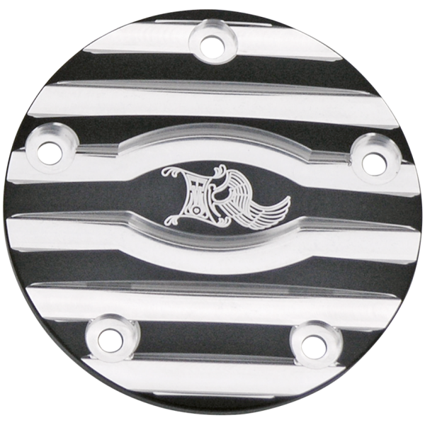 KEN'S FACTORY IGNITION COVERS Point cover 5hole Black &MachineCut Ribb