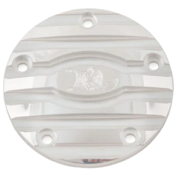 KEN'S FACTORY IGNITION COVERS Point cover 5hole polish Ribbed  w/Logo