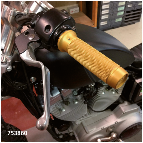 BRASS BALL CYCLES HANDLEBAR GRIP SETS Knurled Moto Grips Gold HD cable