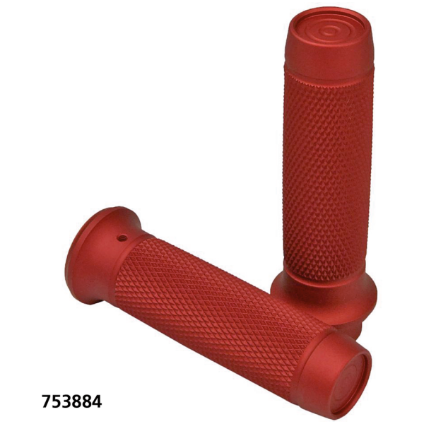 BRASS BALL CYCLES HANDLEBAR GRIP SETS Knurled Moto Grips Red TBW