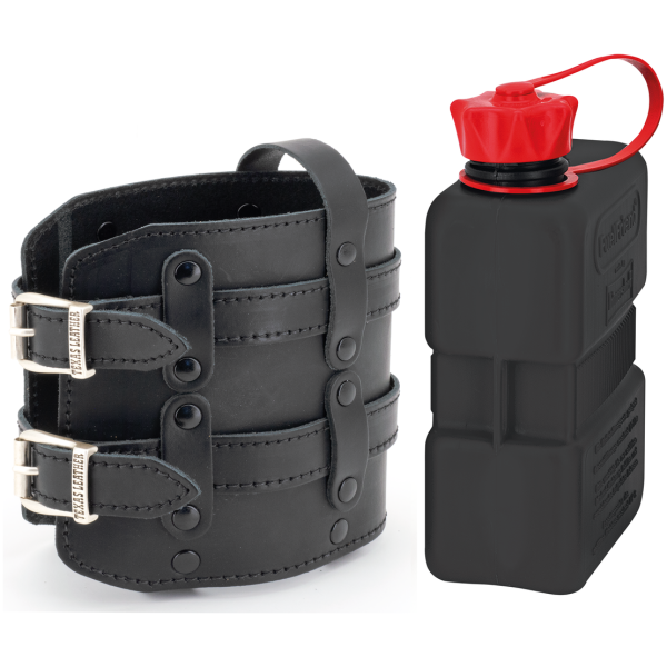 TEXAS LEATHER FUEL FRIEND CANISTER HOLDERS Black Holder with 1L Blk FF Canister