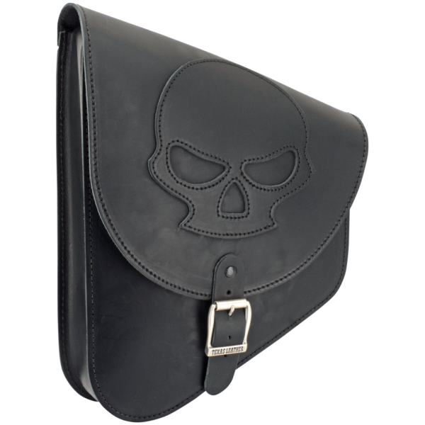 TEXAS LEATHER SOFTAIL SWING ARM BAGS Texas Leather Skull Swingarm Bag Black