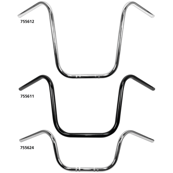 WESTLAND CUSTOMS 7/8" (22MM) DIAMETER APE HANGER HANDLEBARS 7/8" Handlebar ApeHanger 9" BLK no dimpl