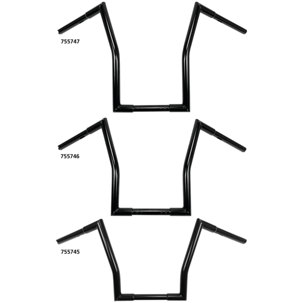 WESTLAND CUSTOMS SQUARE FAT APE HANGERS 1" Square Fat Ape Hanger 17" BLK TBW