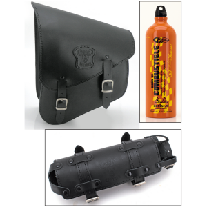 TEXAS LEATHER SOFTAIL SWING ARM BAGS T-Lther Softail 5.5l bag w/fuelcan 84-17