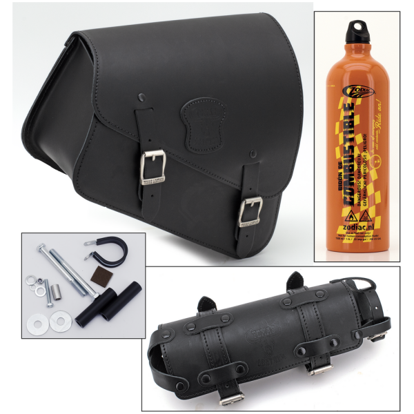 TEXAS LEATHER SPORTSTER FRAME BAG WITH BOTTLE HOLDER Texas Leather XL14-UP bag w/fuelcan