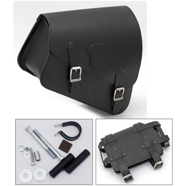 TEXAS LEATHER SPORTSTER FRAME BAG WITH BOTTLE HOLDER Texas Leather XL14-UP bag w/Oil can hldr