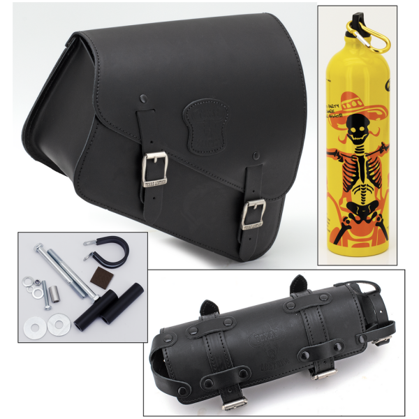 TEXAS LEATHER SPORTSTER FRAME BAG WITH BOTTLE HOLDER Texas Leather XL14-UP bag w/Bidon de Chu