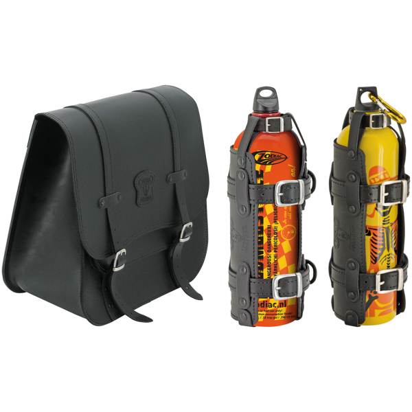 TEXAS LEATHER SIDE SADDLEBAG T-Leather Softail 32l bag w/1 Fuel+1Chuc
