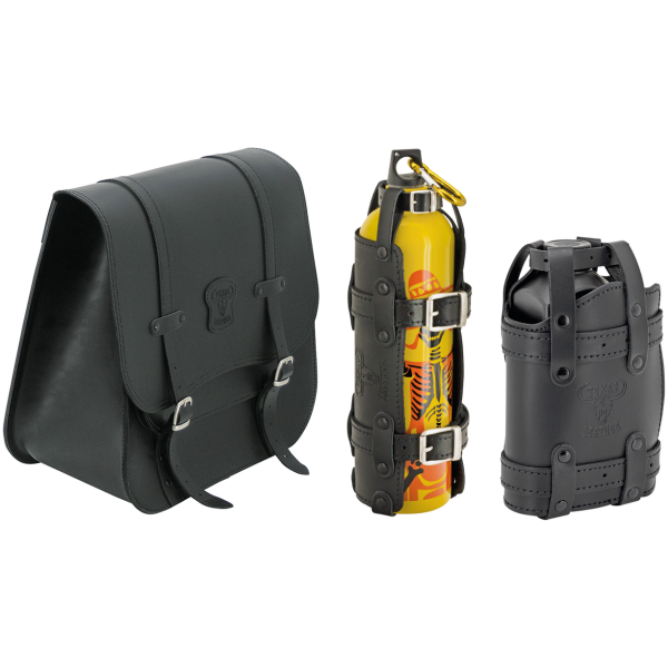 TEXAS LEATHER SIDE SADDLEBAG T-Leather Softail 32l bag w/1Oil+1Chucha