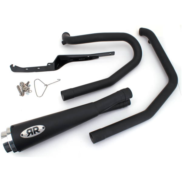 REDTHUNDER 2-INTO-1 EXHAUST SYSTEMS WITH ALUMINUM END CAP Redthunder 2-1 Black FXD91-05 Race