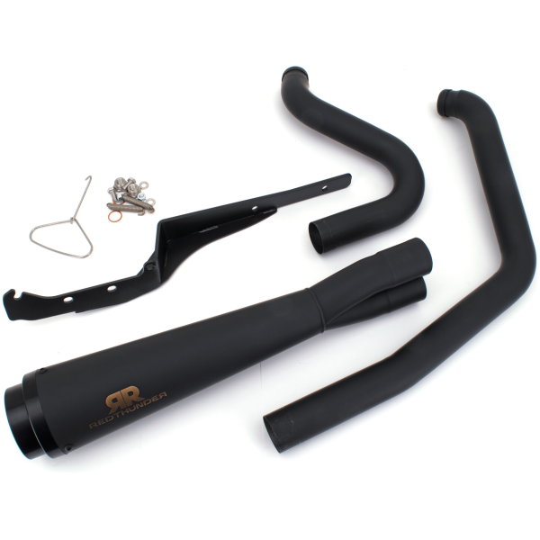 REDTHUNDER 2-INTO-1 EXHAUST SYSTEMS WITH ALUMINUM END CAP Redthunder 2-1 Black Alu ST18-Up