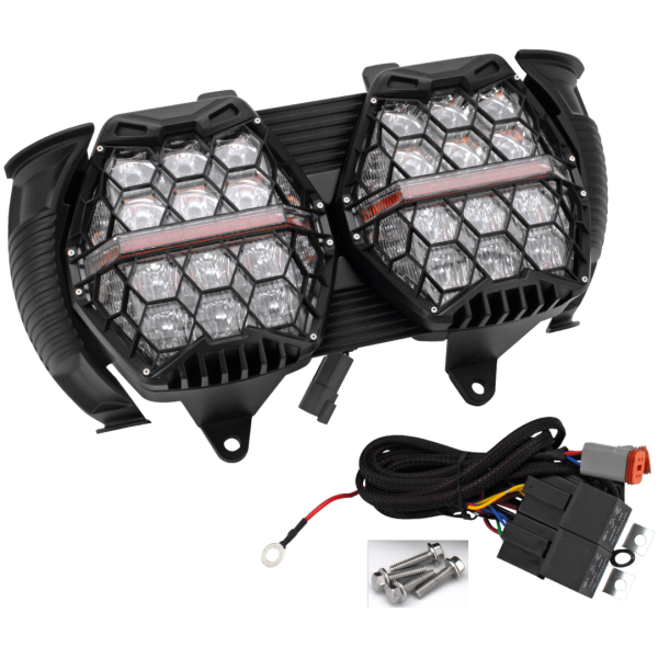 HONEYCOMB ROAD GLIDE LED HEADLIGHT UNIT Honeycomb Dual Headlight Amber FLT15-Up