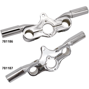 V-TWIN TRIPLE TREE CLAMPS FOR EARLY SPRINGERS Chr triple clamp for risers INLINE sprng