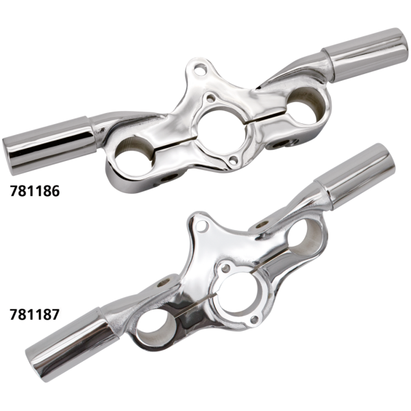 V-TWIN TRIPLE TREE CLAMPS FOR EARLY SPRINGERS Chr triple clamp for risers INLINE sprng