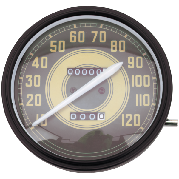 V-TWIN SPEEDOMETERS FOR FLATHEAD, SERVI-CAR & BIG TWIN Replica speedo Army face 2:1 ratio