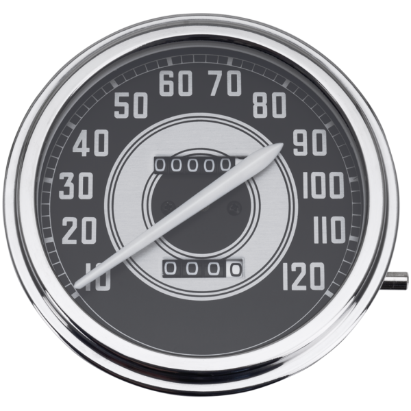 V-TWIN SPEEDOMETERS FOR FLATHEAD, SERVI-CAR & BIG TWIN Replica speedo black face 2:1 ratio whit