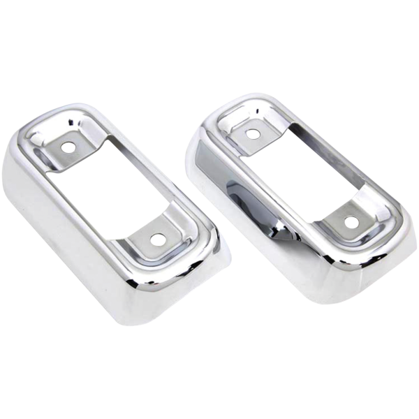 CHROME MUFFLER BRACKET COVERS FOR TOURING 4" Muffler Chr Bracket Covers FLT/H86-16