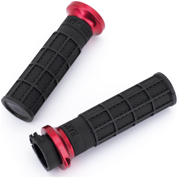 ODI HART-LUCK LOCK-ON SIGNATURE FULL-WAFFLE SLIP-ON GRIPS Hart Luck lock-on cable grip Blk/blk/red