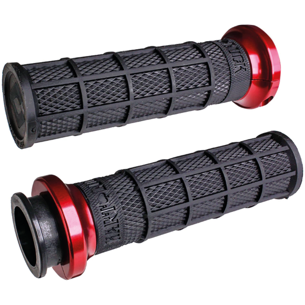 ODI HART-LUCK LOCK-ON SIGNATURE FULL-WAFFLE SLIP-ON GRIPS Hart Luck lock-on Indian grip Blk/blk/re