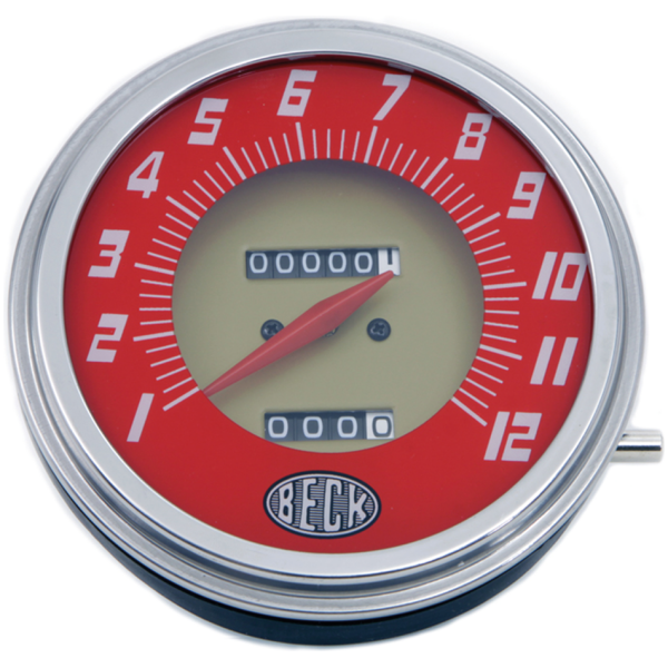 V-TWIN SPEEDOMETERS FOR FLATHEAD, SERVI-CAR & BIG TWIN Replica Red-Gold Speedo 2:1 FL55 "Beck"