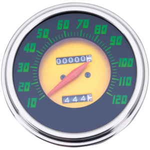 V-TWIN SPEEDOMETERS FOR FLATHEAD, SERVI-CAR & BIG TWIN Replica Black-Gold Speedo 2:1 FL41-61