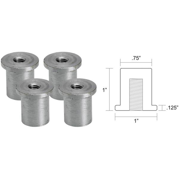 LOWBROW CUSTOMS WELD-IN TANK MOUNT AND FUEL VALVE BUNGS Flanged Bungs Blind 5/16-18" Thread 4Pck