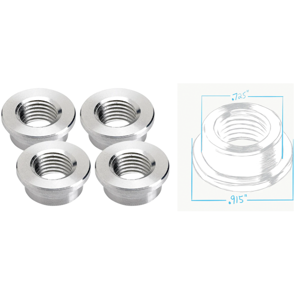LOWBROW CUSTOMS WELD-IN TANK MOUNT AND FUEL VALVE BUNGS Weld-In Alu Petcock Bung 1/4" NPT 4Pck