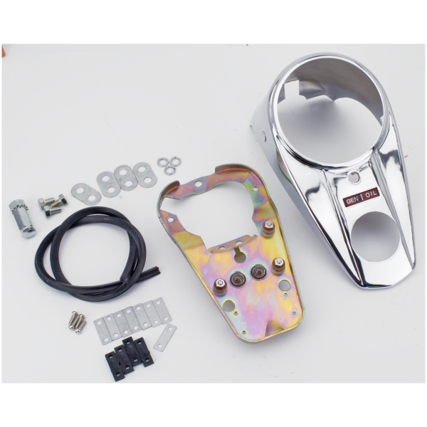 TWO-LIGHT DASH WITH BASE PLATE FOR FAT BOB TANKS Chrome Two Light Dash Panel FL47-61