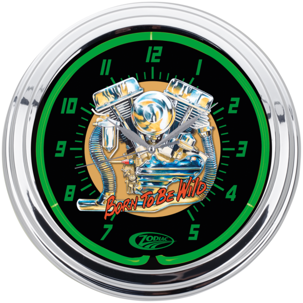 ZODIAC NEON WALL CLOCKS Zodiac "Panhead" Neon Clock 15"