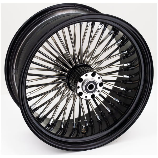 RIDE WRIGHT WHEELS RADIAL LACED FAT 50'S Black rim+hub Fat Daddy 18x8.5 custom