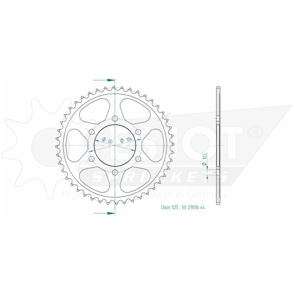 SPROCKET REAR 44T 525 - Bild 2