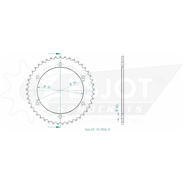 SPROCKET REAR 45T 525 - Bild 2