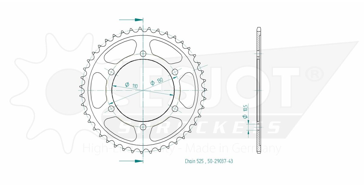 SPROCKET REAR 43T 525 - Bild 2