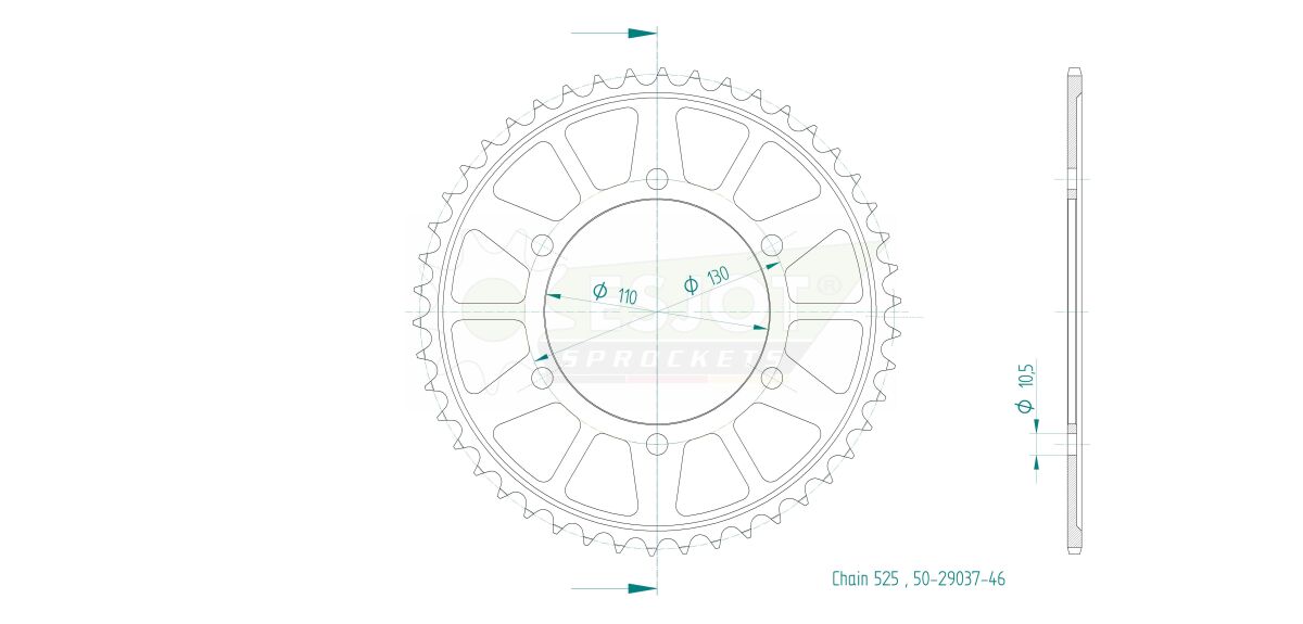 SPROCKET REAR 46T 525 - Bild 2