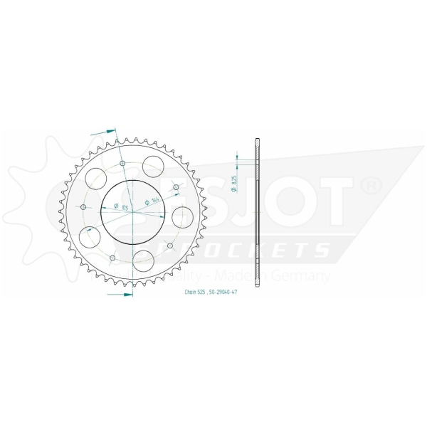 SPROCKET REAR 47T 525