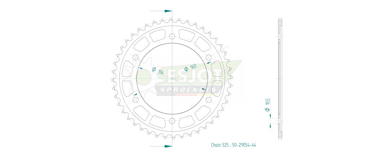SPROCKET REAR 44T 525