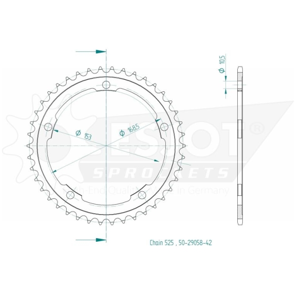 SPROCKET REAR 42T 525