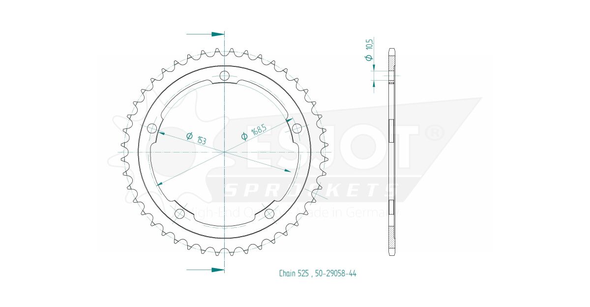 SPROCKET REAR 44T 525 - Bild 2