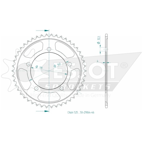 SPROCKET REAR 46T 525 - Bild 2